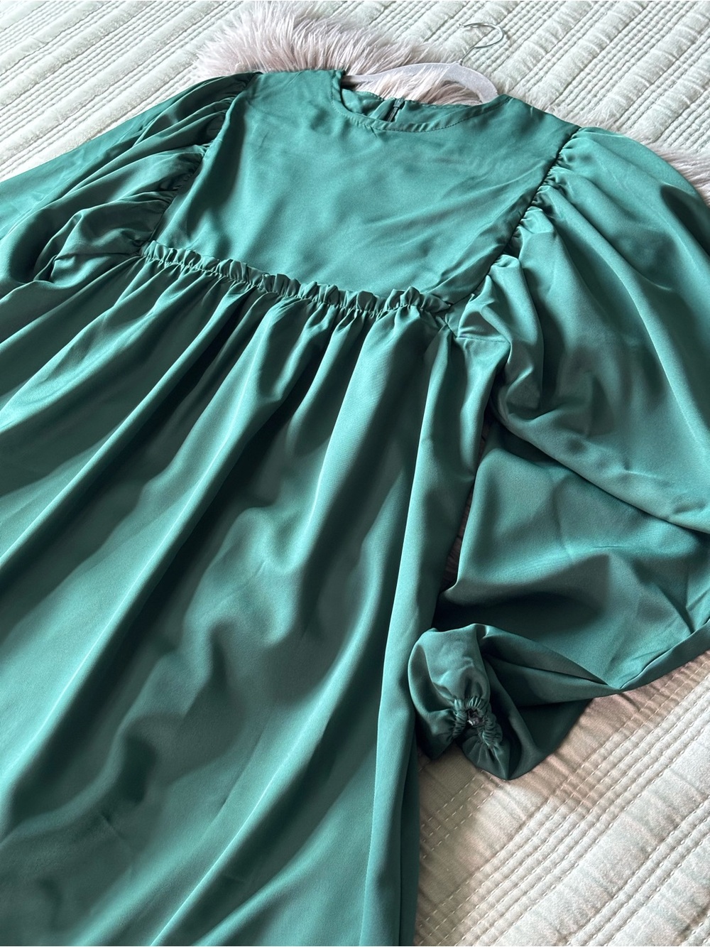 Elegant Teal Maxi Dress with Puff Sleeves